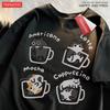 Футболка Cat Coffee Pure Cotton Trendy Summer Free Short Sleeves для мужчин и женщин Original Mocha Latte Cat Three Flowers Fun Cat Tees