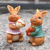 1/2 шт., пасхальная фигурка кролика, держащая красочное яйцо, морковка, статуэтка кролика из смолы, скульптура животного, домашний офис, книжная полка, украшение для рабочего стола, орнамент