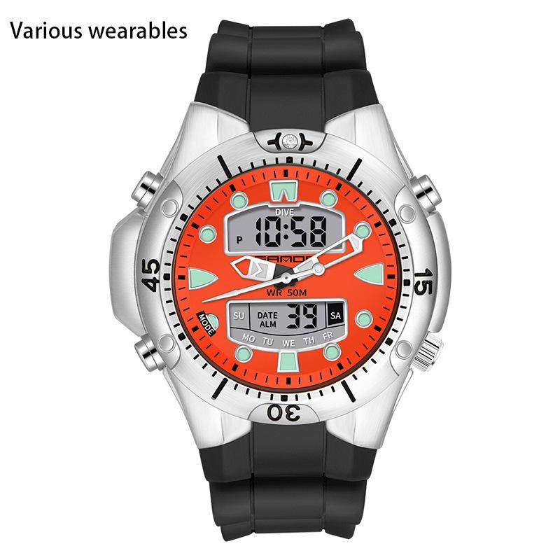 Новые спортивные часы с большим циферблатом, многофункциональные водонепроницаемые часы для мужчин и женщин, студенческие часы