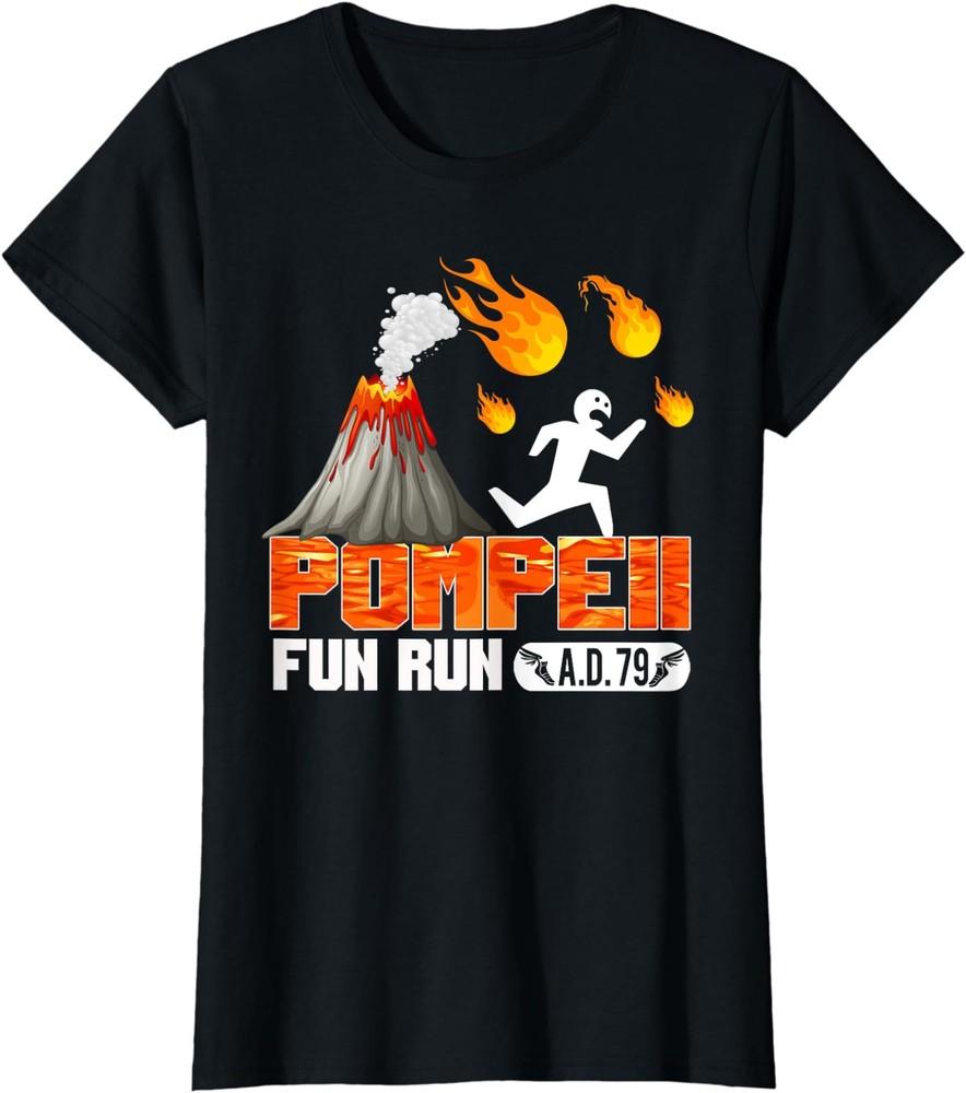 Pompeii Fun Run 79 AD Funny Volcano Running Ladies039 Crewneck T-Shirt