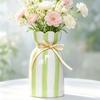 Hydroponic Plant Container Hand-Painted Ceramic Vase, Minimalist Striped Floral Vase for Fresh Indoor Display Vessel Flowers, Pot Desk Window