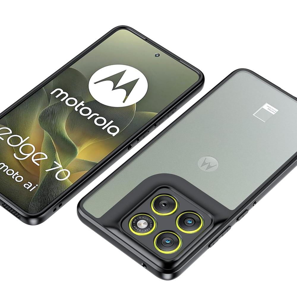 Case for Motorola Edge 70, Fusion Hybrid, transparent with black frame