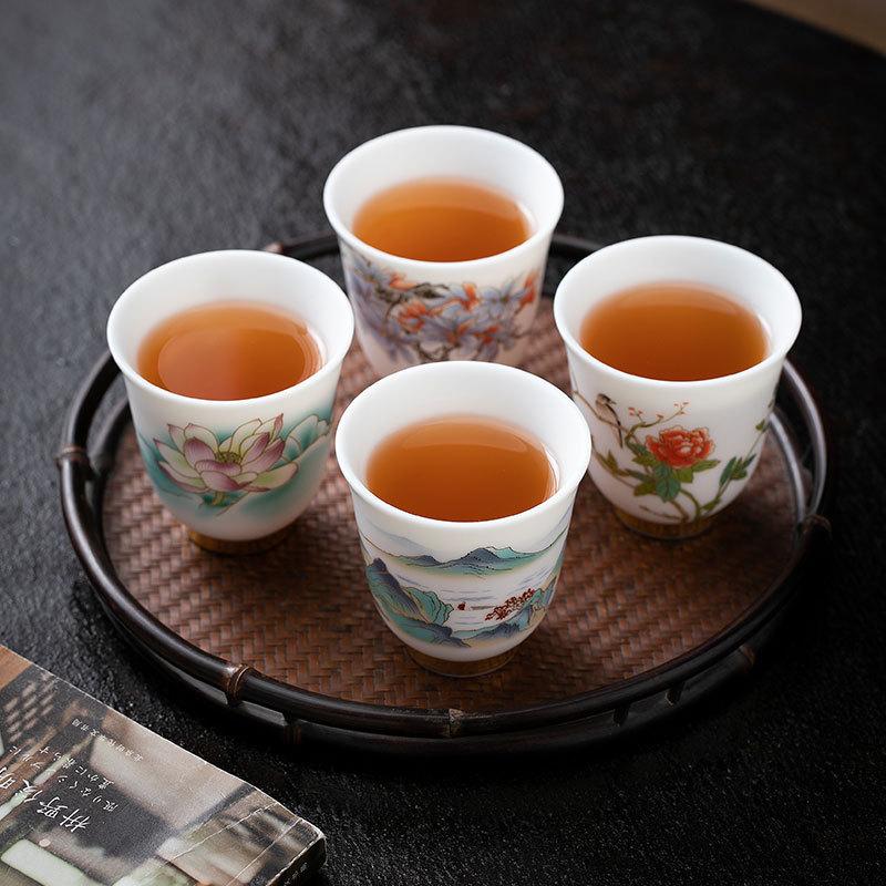 Teacup Master Cup Plain-fired White Jade Porcelain Tea Cup Tea Set Single Cup Tea Cup