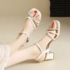 Melting Brown Women S Summer cryStal Strap Mid Heel SandalS 2 colorS