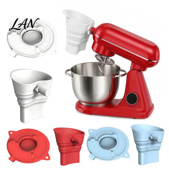Professional Baking Accessories Flour Funnel And Bowl Cover for Kitchen Aid Mixer, Mess Free Silicone Collapsible Pouring Mixer Shield Attachment,