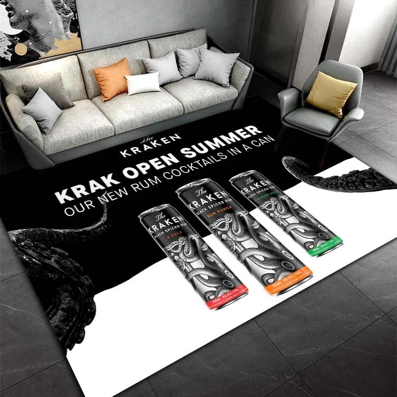 Пряный ром Kraken-Black Pattern Ковры Спальня Игровые коврики Декор спальни Ковер Ковер для гостиной Коврик для ползания Рождественский подарок Ковер