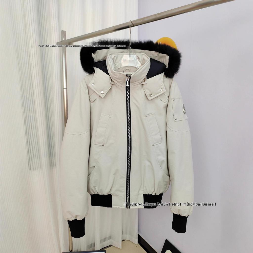 Cross MOOSE Men's Model 02 Bomber Jacket, Small - 3Q Fox Fur Thickened Down Coat