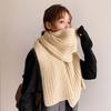 Polyester Knitting Wool Scarf Spandex Winter Warmer Scarf Gifts Long Thickened Neckscarf Women