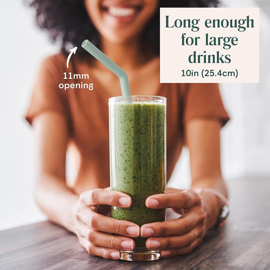 Simka Rose Premium Silicone Straws - Reble Bendy Straws for Adults & Kids - BPA Free, Baby and Toddler Straw Set with Cleaning Brush - Wide Drinking