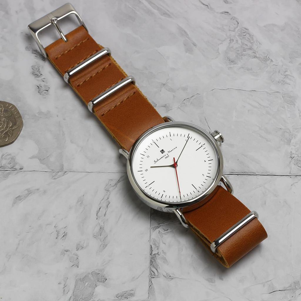 Часы кожаный ремень кожаный часы бренд популярный простой [Salvatore Mara] мужские женские SM22104-SSWH