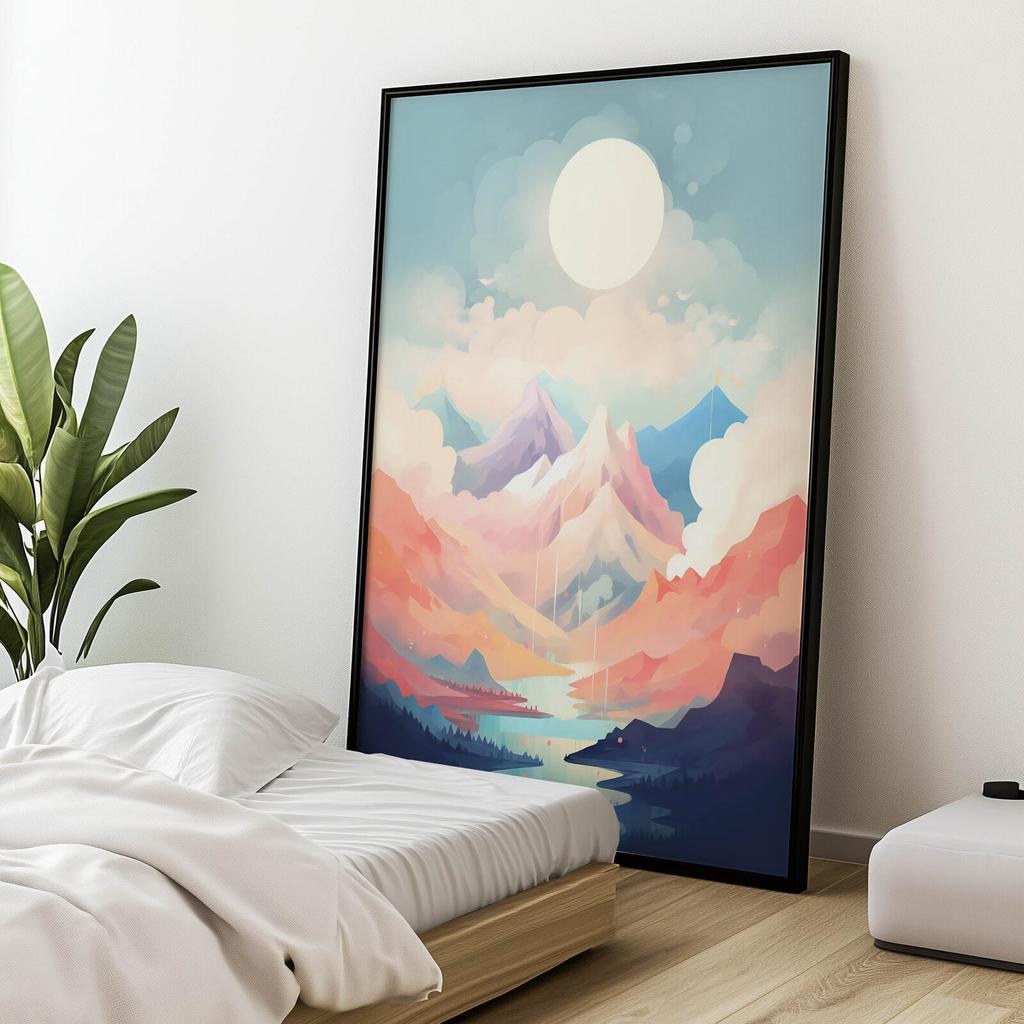 Pastelowa Melodia Gór Pastelowa Melodia Gór, 50X70 Cm, Bez Ramy, Płótno Premium Na Blejtramie