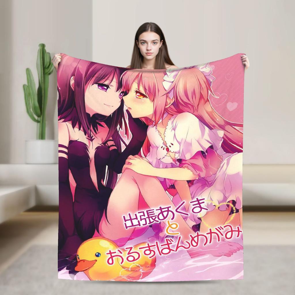 Puella Magi Madoka Magica Blanket Fleece Air Conditioning Cartoon Breathable Soft Throw Blankets for Home Plush Thin Quilt
