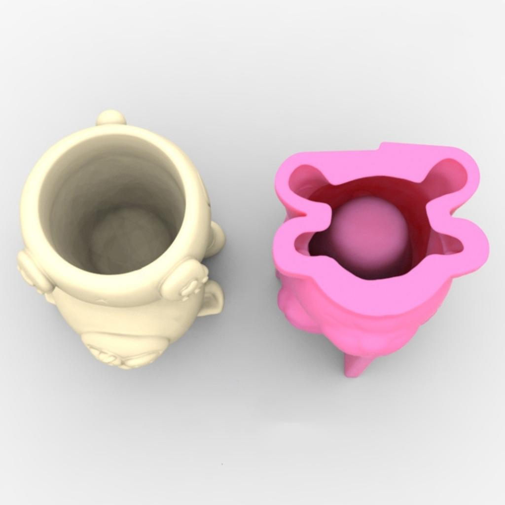 Silicone Mold for Succulent Plant Pots Mini Garden Statues Cat Panda Pig Flower Pot Mold Unique Pen Holder Resin Molds