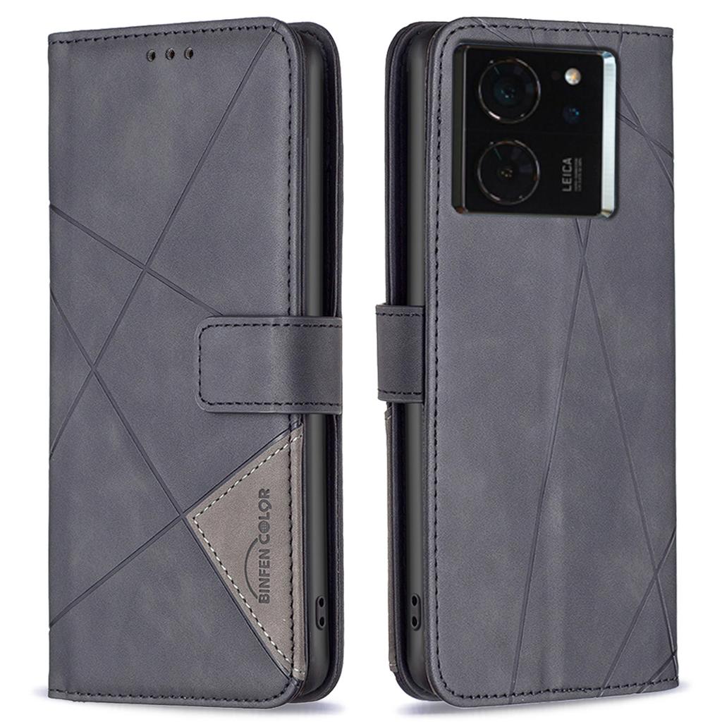 BINFEN COLOR Чехлы для телефона Xiaomi 14T Кошелек Подставка Геометрический тисненый кожаный чехол