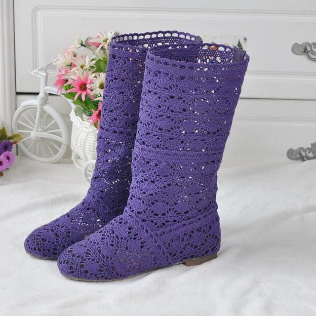 11 цветов в наличии, кружевные полые ботинки, дышащая вязаная сетчатая обувь, корейские высокие летние женские ботинки, женская обувь до колена