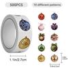 500PCS Christmas Stickers Roll Christmas Bell Round Stickers Christmas Ornament Roll Decals for Christmas Party Classroom Decor