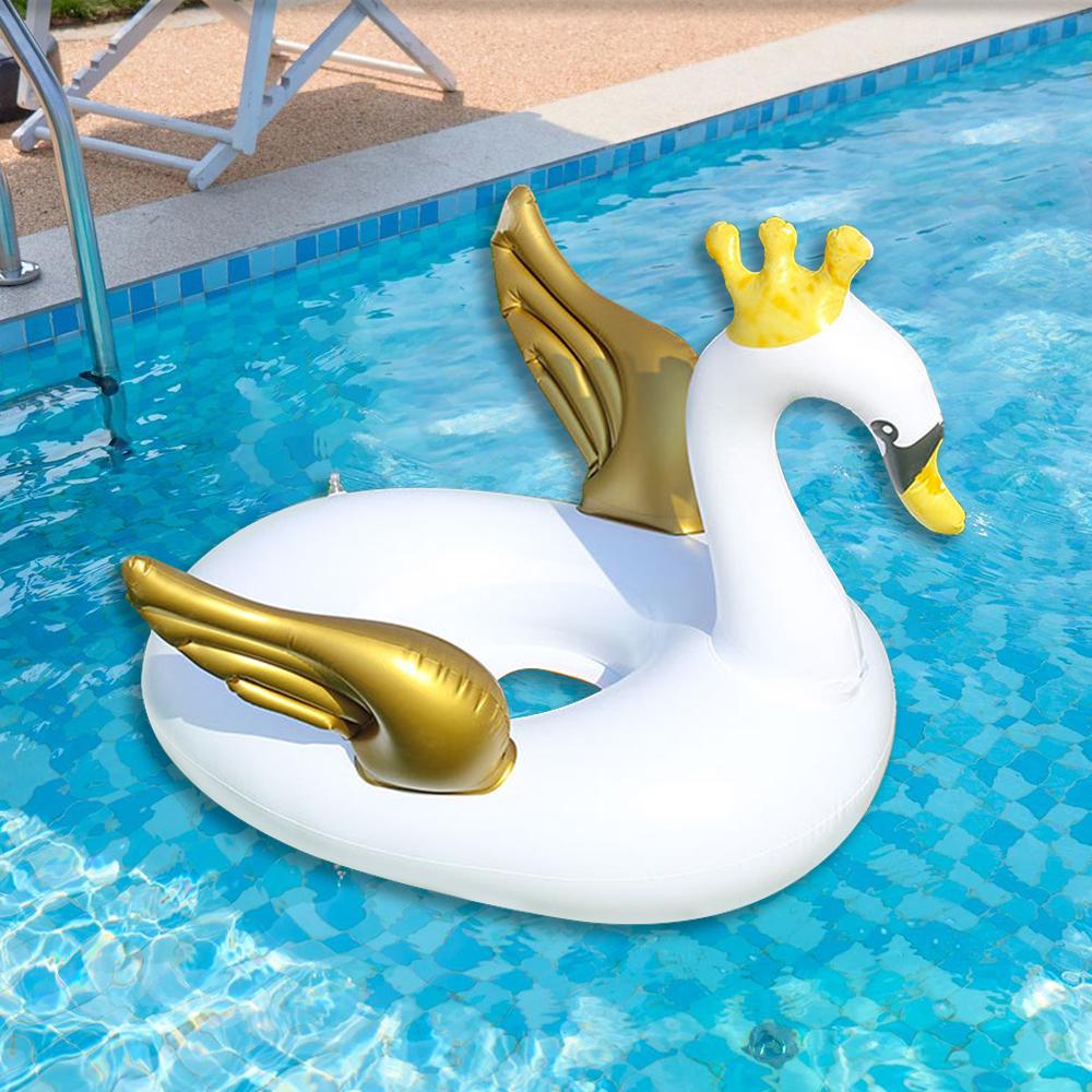 Inflatable Float Baby Swimming Circle White/Black Swan Swim Circle Water Fun Toys Children Holiday Water Sport Beach Party Toys