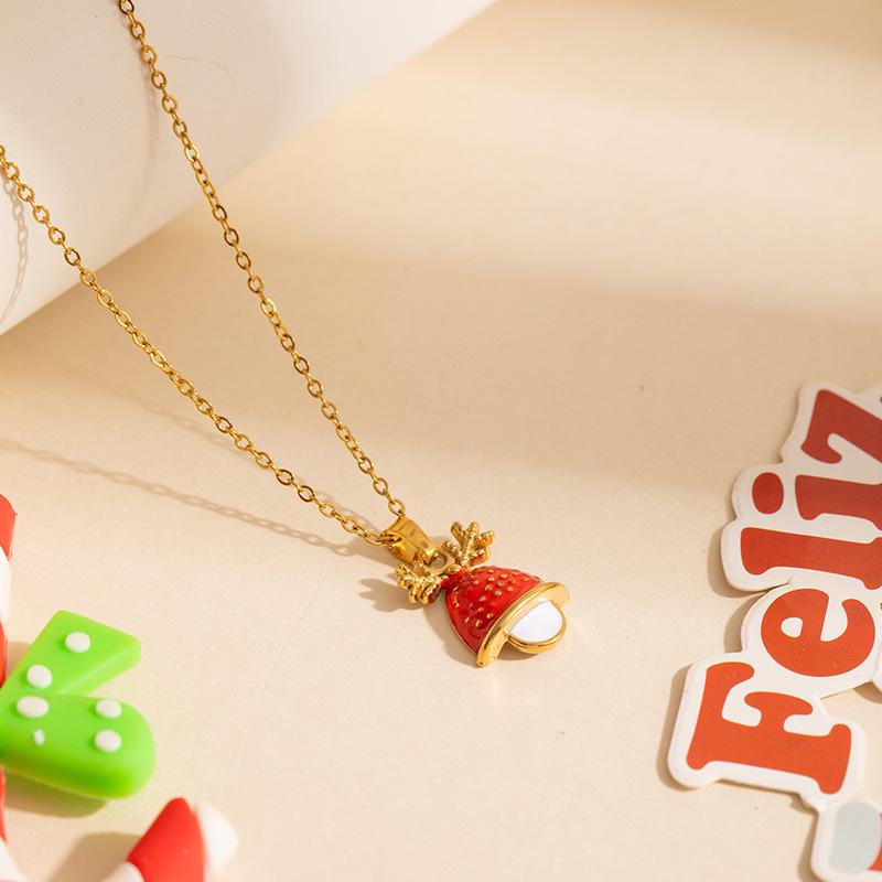 Women's Luxury Candy Cane Necklace: Titanium Steel Christmas Charm.