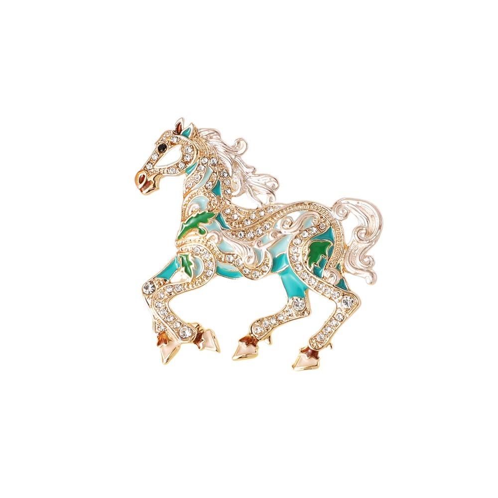 Metal Enamel Horse Brooch Pin Sparkling Mascot Horse Lapel Pin Zodiac Horse Brooch New Year Gifts
