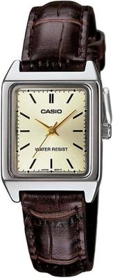 Casio Стандартные кварцевые женские часы цвета шампанского, золотисто-коричневые, модель Overseas LTP-V007L-9E [Товар]