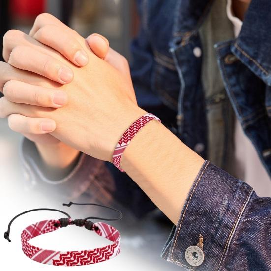 Регулируемый плетеный ремешок на руку с традиционными узорами, платок с геометрическим точечным принтом, стильный плетеный браслет, соответствующий цвету, браслет