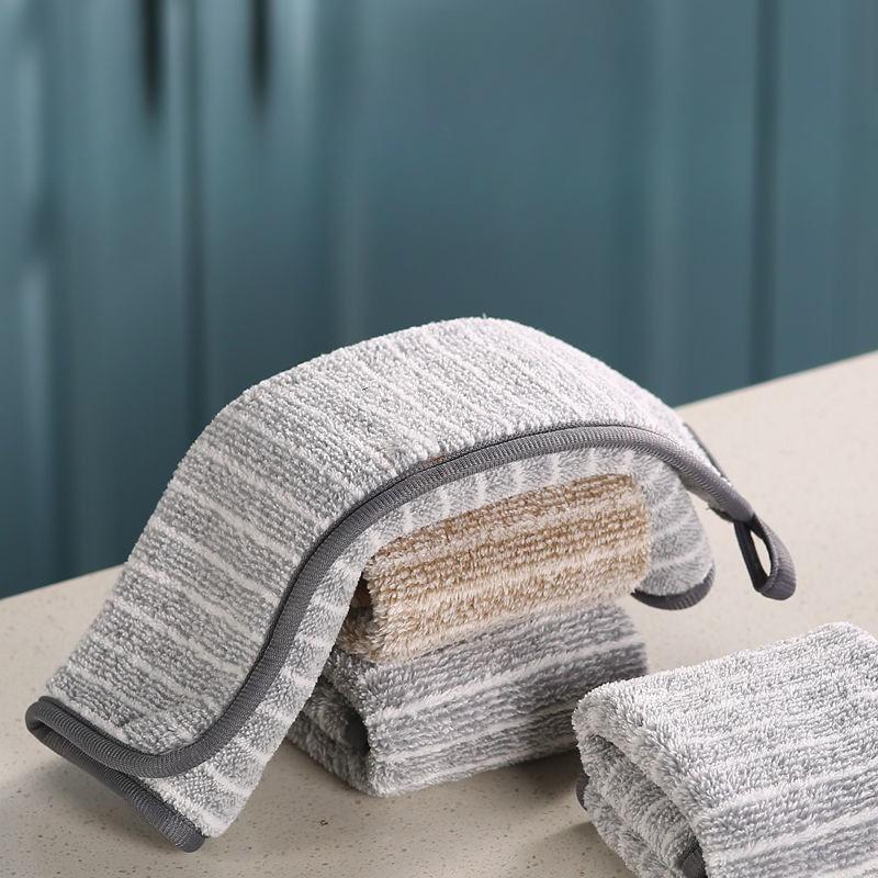 Ultra-fine Cellulose Striped Edge Kitchen Dishcloth Water-absorbent and Non-shedding Table Cleaning Household Cleaning Cloth