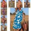 Summer Ladies A Line Dress With Geometric Print And V Neck For Casual Wear