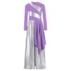 Girls Praise Dance Bodysuit Metallic Color Block Design Patchwork Irregular Drape Wide Leg Jumpsuit