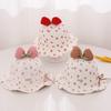 Cute Bow Baby Girl Bucket Hat Sweet Flower Cherry Print Cotton Newborn Infant Fisherman Cap Drawstring Adjustable Toddler Sun Hats