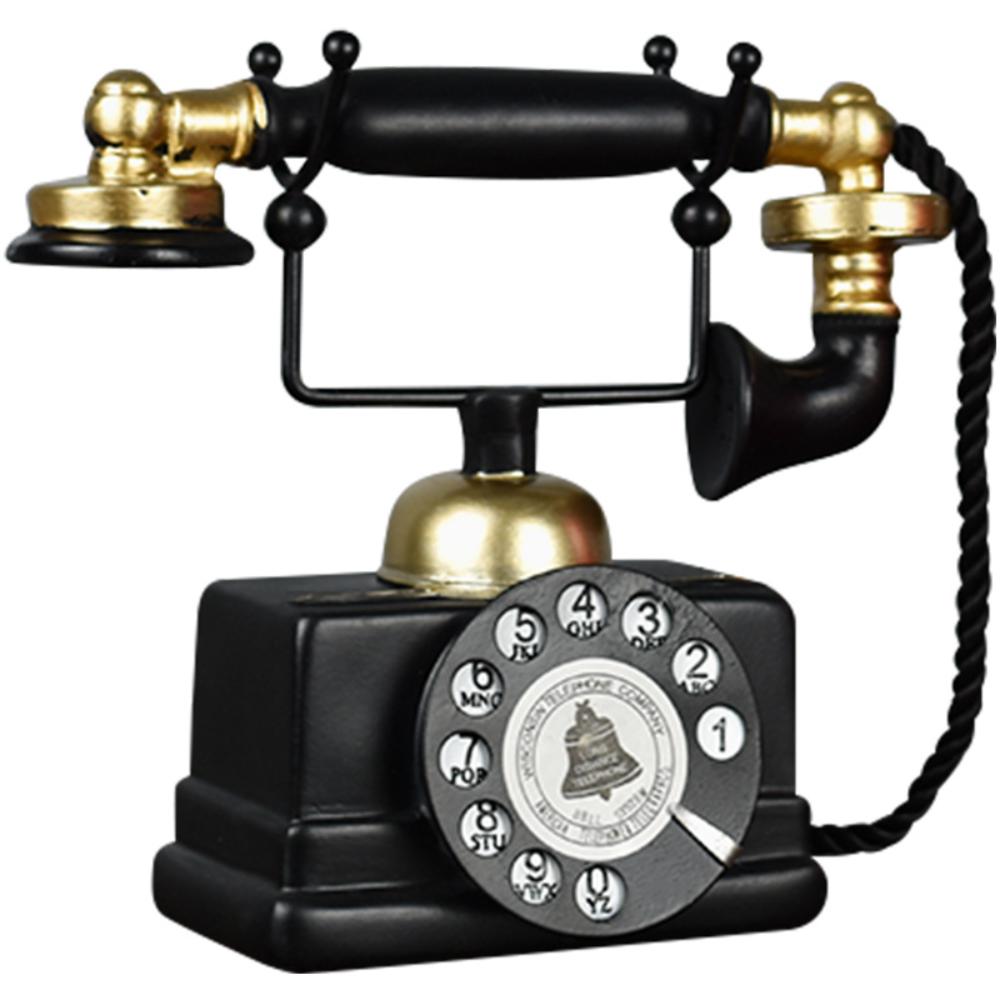 Large Creative Retro Decorative Phone Model Vintage Rotary Telephone Wall Decor Statue Artist Figurine for Cafe Bar Window Desk 7.48x6.3x3.94
