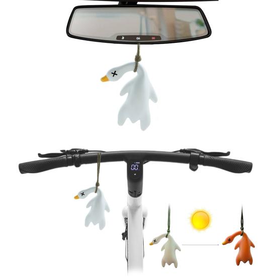 4Pcs Roast Duck Car Pendant Color Changing Duck Swing Ornament UV Temperature Indicator Cute Rearview Mirror Pendant Home Office Decor