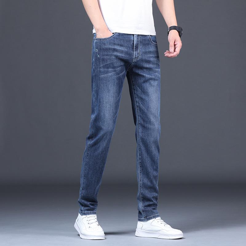 Spring and Autumn Men's Jeans Straight Slim Elastic Hundred Trend of Casual Men's Long Trousers