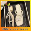 2025 Summer French Toe High Heel Sandals Fairy Wind Bow Rhinestone Retro Thick Heel Cool Slippers New