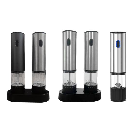 Электрический набор для измельчения соли и перца со светодиодной подсветкой, регулируемой степенью помола, измельчитель соли, перезаряжаемый измельчитель перца для барбекю, кемпинга