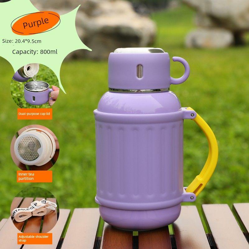 Large-Capacity Thermos Cup, Good-Looking Portable Water Cup for Girls, 316 Stainless Steel Outdoor Travel Pot with Lid, 800ml