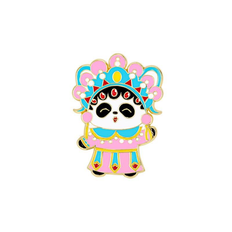 Zinc Alloy Enamel Dropping Brooch, Cute Cartoon Lucky Panda Snake Pattern 2025 Year of the Snake, New Year Festival Decorative Lapel Pin Badge