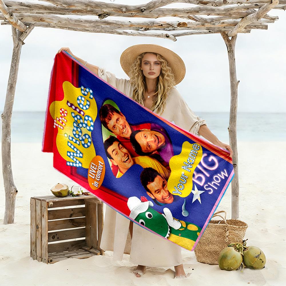 Wiggles Customize Text Beach Towel High Absorbency Quick-Dry Suitable for Swimming Gym Camping Yoga Vacation