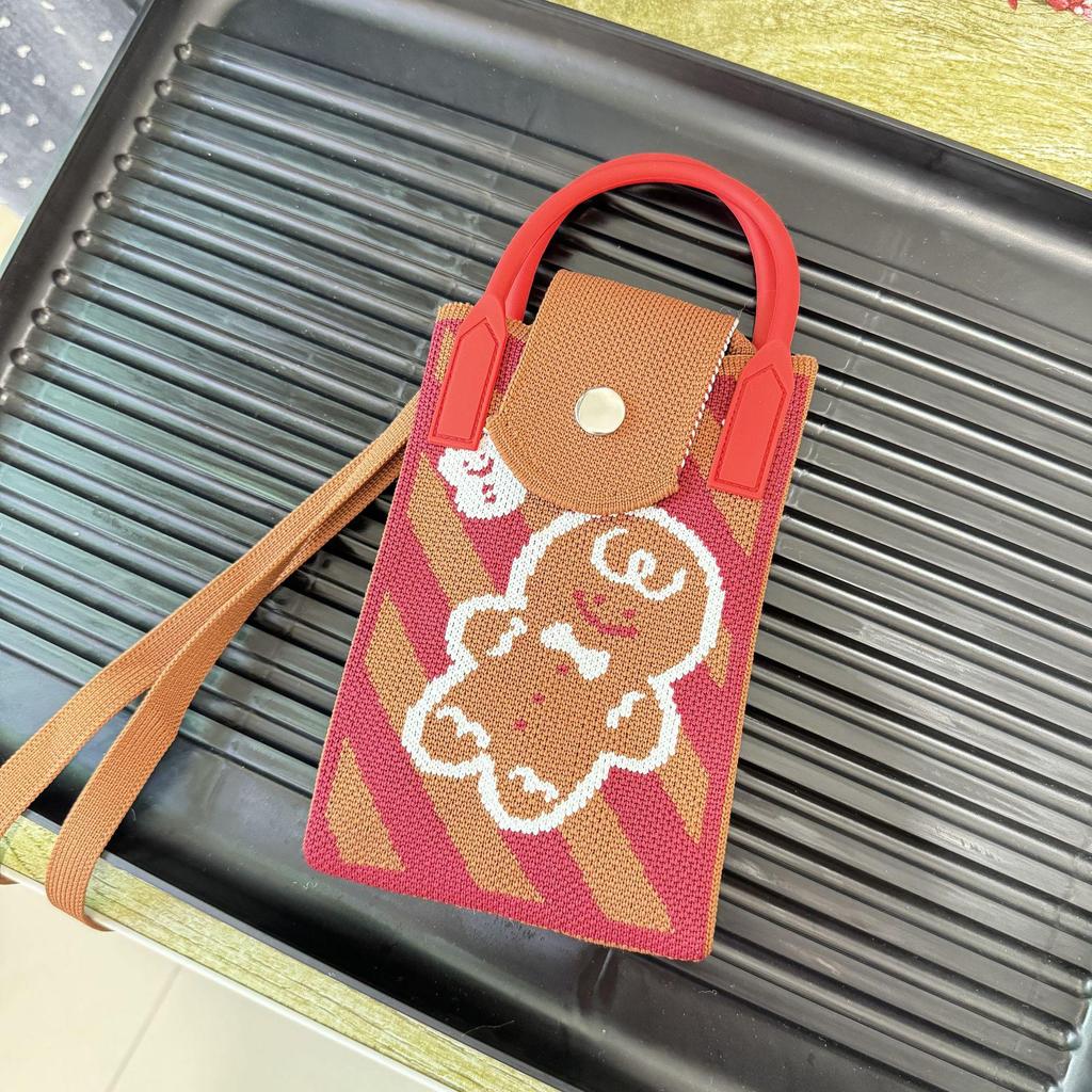 Праздничная вязаная мини-сумка-мессенджер с изображением удачи и монет