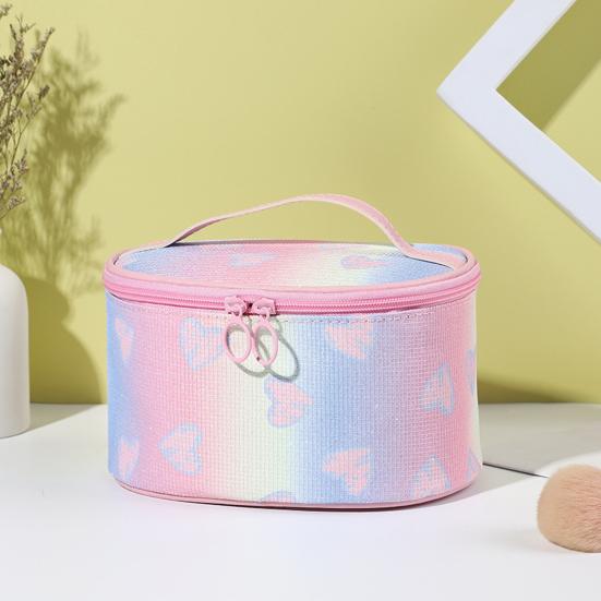 Makeup Bag Zipper Closure Waterproof Large Capacity Travel Toiletry Bag Heart Pattern Makeup Organizer Case