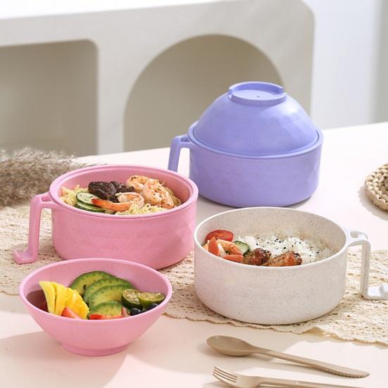 Набор мисок для приготовления лапши рамэн с ручками, ложка, быстрая варка рамэн для студенческого общежития