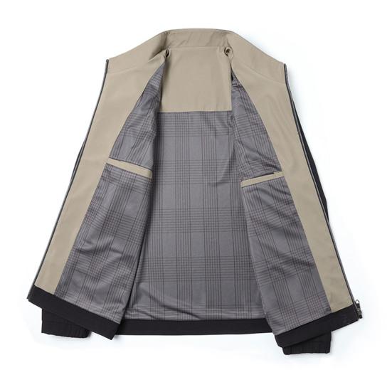 Мужская куртка с воротником-стойкой, длинным рукавом, однотонная клетчатая подкладка, куртка, пальто, карманы, застежка-молния, повседневная верхняя одежда