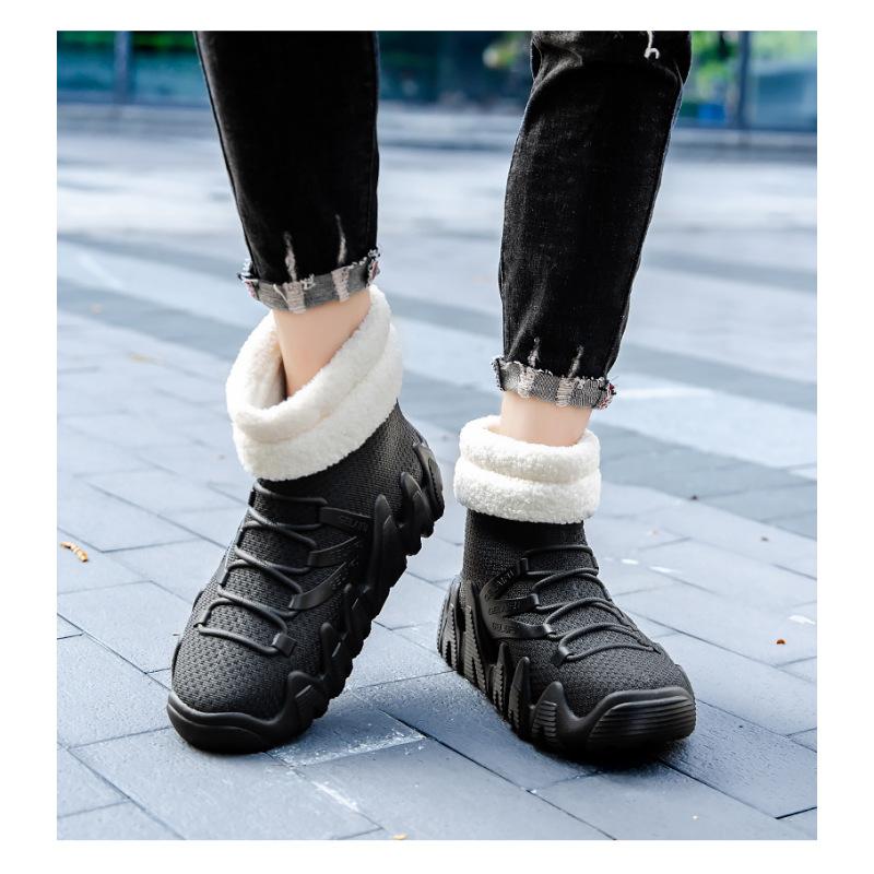 ПВХ водонепроницаемые мужские зимние ботинки с утолщенной подошвой нескользящие модные для отдыха с подкладкой тепло