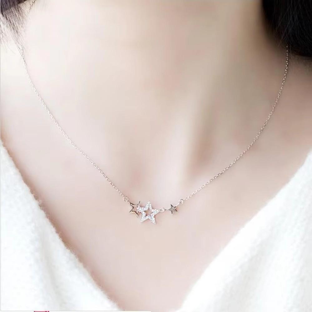 Inlaid Zircon Clavicle Chain Pentagram Shape Choker Necklaces Temperament Clavicle Necklace Gifts