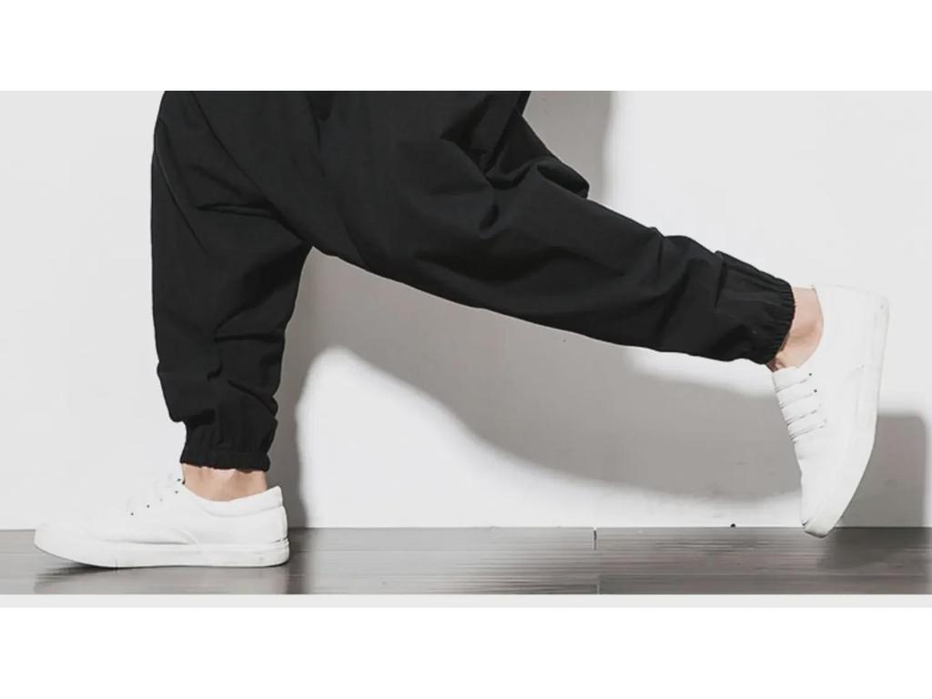 2024 Весна/Лето Мужские Свободные Шаровары В Китайском Стиле - Модный Хип-Хоп Хлопок и Льняной