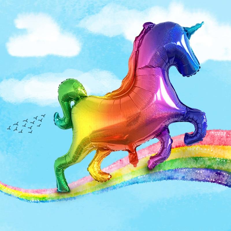 Гигантский Лазерный Градиент Единорог Лошадь Воздушный Шар Радужный Единорог Фольгированный Шар Для Большого Мероприятия Декор Дня Рождения Детские Игрушки