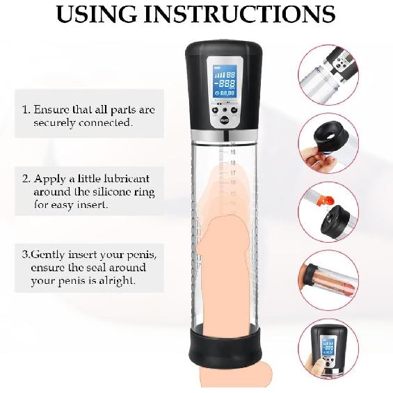 Electric Penis Enlarge Vacuum Pump with 4 Suction Intensities, Adorime Rechargeable Automatic High-Vacuum Penis Enlargement Extend Pump, Air Pressure