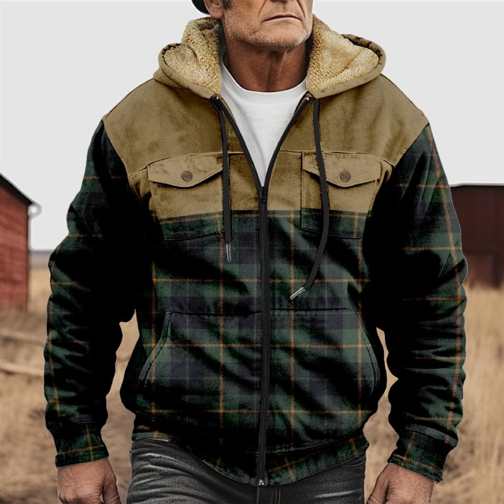 Мужская утолщенная куртка на пуговицах с двойным карманом и карманной вставкой, хлопковая куртка