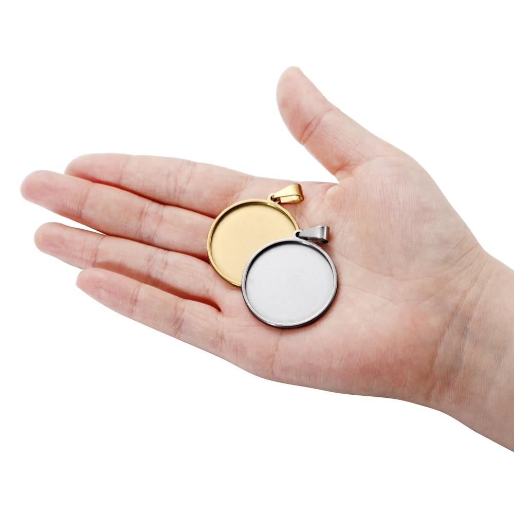 5 шт., золотые основы из нержавеющей стали, 20/25/30/35/40 мм, кабошон, камея, основание, лоток, ободок, пустое ожерелье, кулон для изготовления ювелирных изделий своими руками