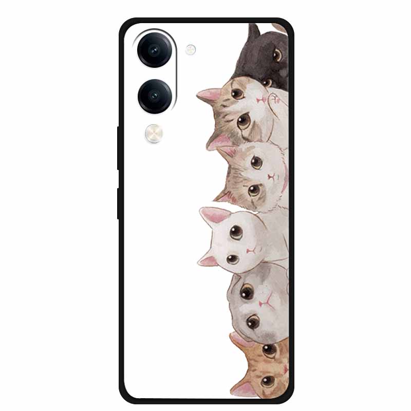 Cartoon Relief Cover For Vivo Y04 V2430 Y37C Y29S V2446 Funda 3D Red Flower Soft Silicone TPU Phone Case Y29T Y19sGT Bumper Capa