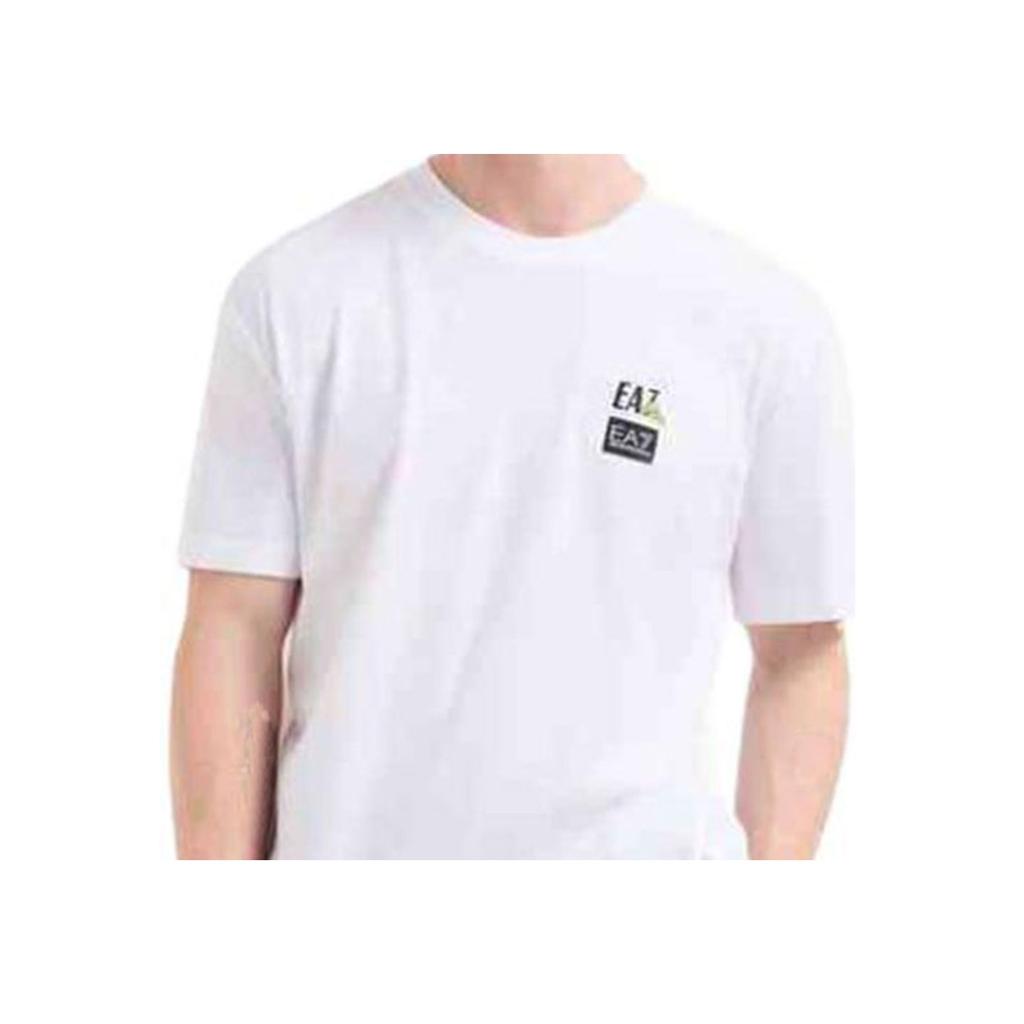 Emporio Armani Мужская футболка с длинным рукавом и принтом букв логотипа SS25, круглый вырез, кремово-белая 7M000118-AF13244-U0002